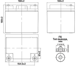 Тяговый аккумулятор Ventura GT 12 040 (12В, 45/51Ач), фото 2