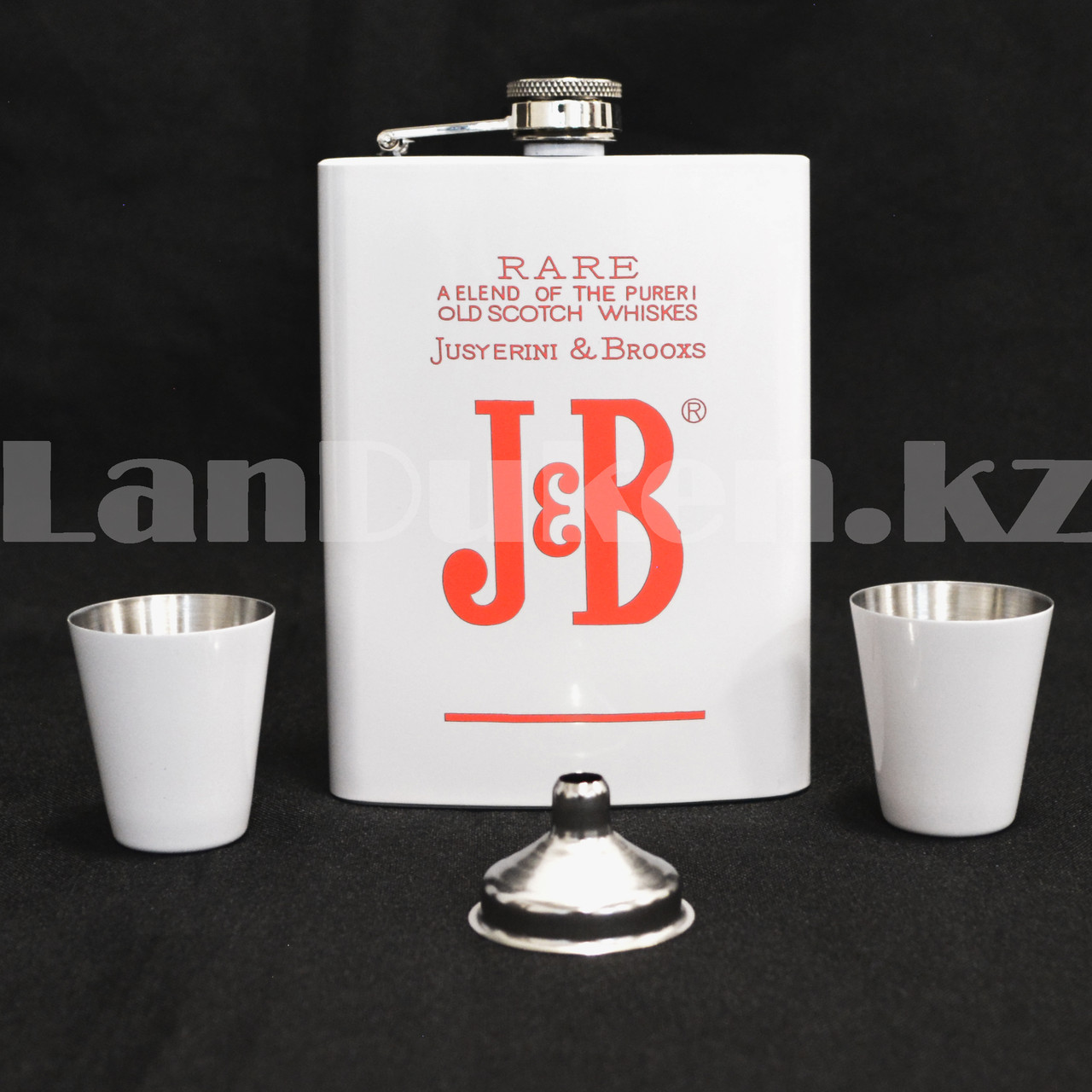 Мужской набор J&B (фляга 240 мл (8oz) 2 рюмки воронка) в подарочной коробке - фото 5 - id-p101386963