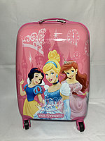Детский пластиковый чемодан на 4-х колесах, для девочек 5-9 лет. Высота 46 см, ширина 30 см, глубина 22 см., фото 1