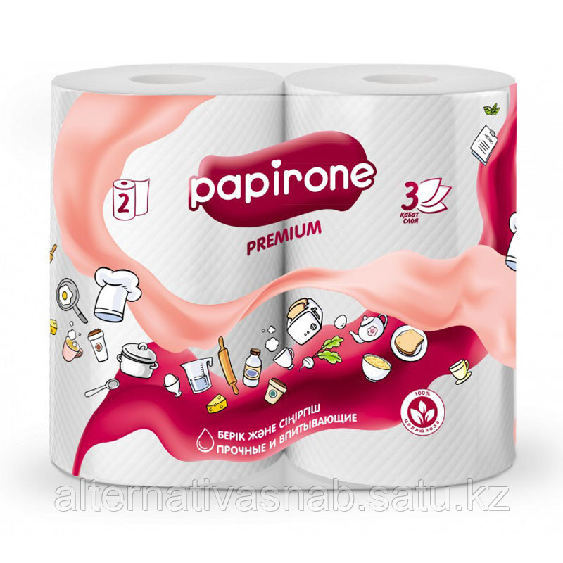 Бумажное Полотенце Papirone Premium, 23x12, трехслойное, 2шт (id 101390672)