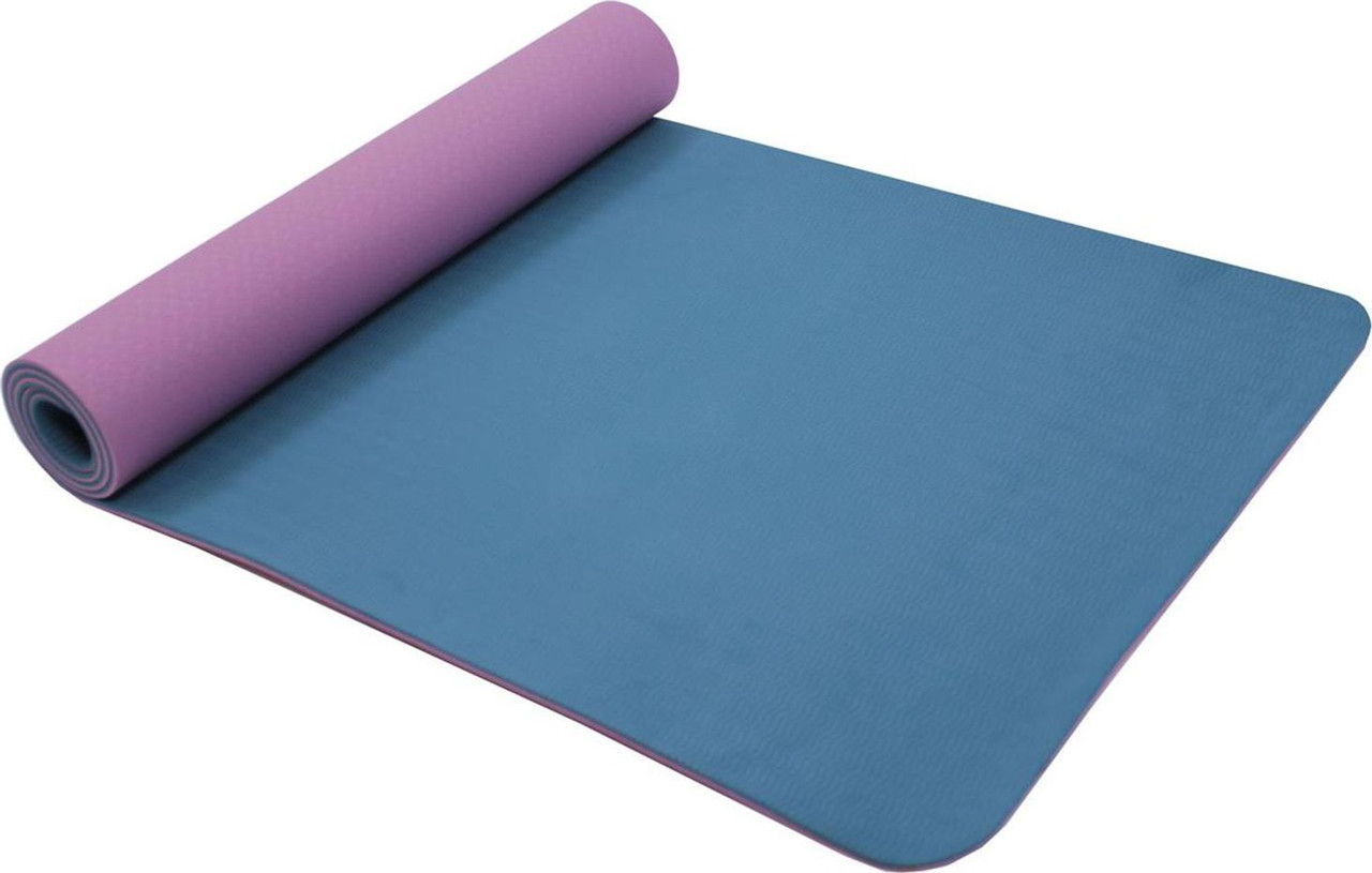 Коврик для йоги и фитнеса 183*61*0,6 TPE двухслойный фиолетовый/голубой