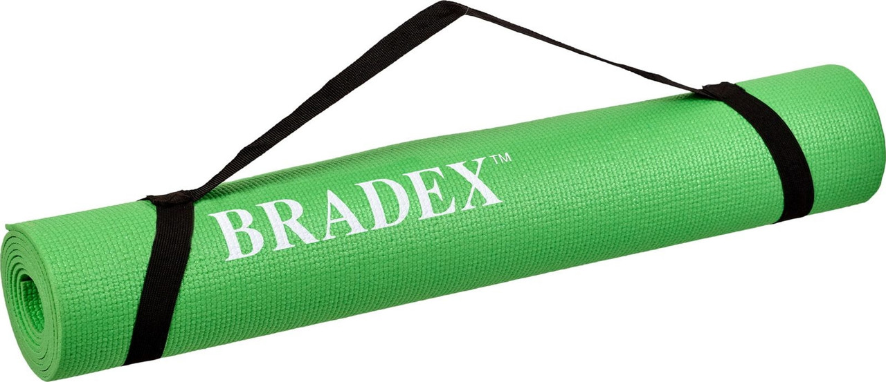 Коврик для йоги и фитнеса Bradex SF 0694, 183*61*0,4 см, зеленый с переноской