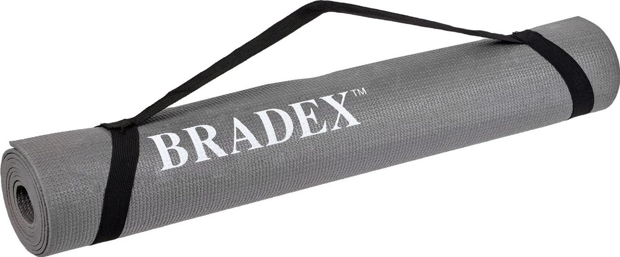 Коврик для йоги и фитнеса Bradex SF 0695, 190*61*0,5 см, серый с переноской