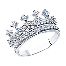 Кольцо-корона с фианитами SOKOLOV 94011218 покрыто  родием, фото 4
