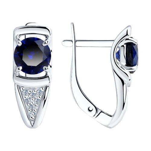 Серьги из серебра с корундами и фианитами DIAMANT ( SOKOLOV ) 94-320-00360-1 покрыто родием,с английским