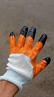 Перчатки рабочие утолщенные износостойкие 300 оранжевые х/б ПВХ