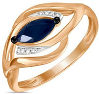 Кольцо ЛУКАС R01-D-LQGC0397A-R17 16.5 1.98 г золото, бриллиант, сапфир