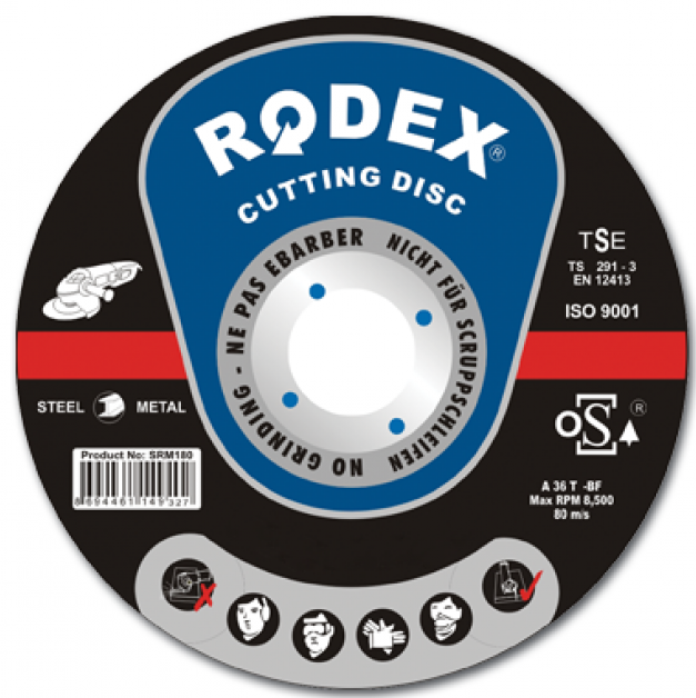 Отрезные диски по металлу Rodex 115x3.0x22