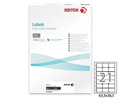 Этикетки самоклеящиеся XEROX, А4, 63,5 х 38,1 мм., 21 шт/лист, 100 л.