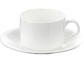 Чашка чайная + блюдце "Wilmax", 160 мл, фарфор, белая