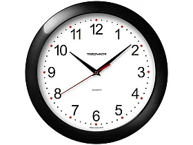 Часы настенные Troyka, круглые, 29х29х3,5, черная рамка