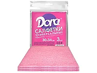 Салфетка из вискозы Dora "Универсальная", 30 х 34 см, 3 штуки в упаковке