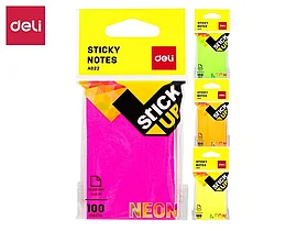 Клейкие листки DELI "Stick Up", 76 х51 мм, ассорти неоновые, 100 листов