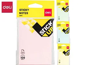 Клейкие листки DELI "Stick Up", 76 х101 мм,  ассорти пастельные, 100 листов