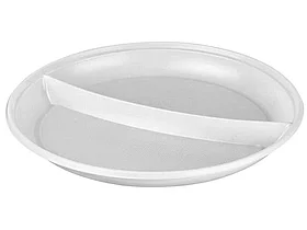 Тарелка одноразовая двухсекционная, пластиковая 210 мм, 50 штук в упаковке