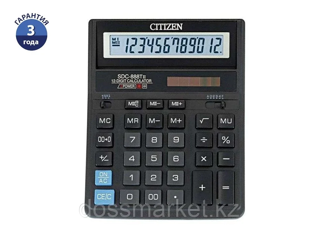 Калькулятор настольный CITIZEN "SDC-888ТII" 12-разрядный черный - фото 1 - id-p101460756