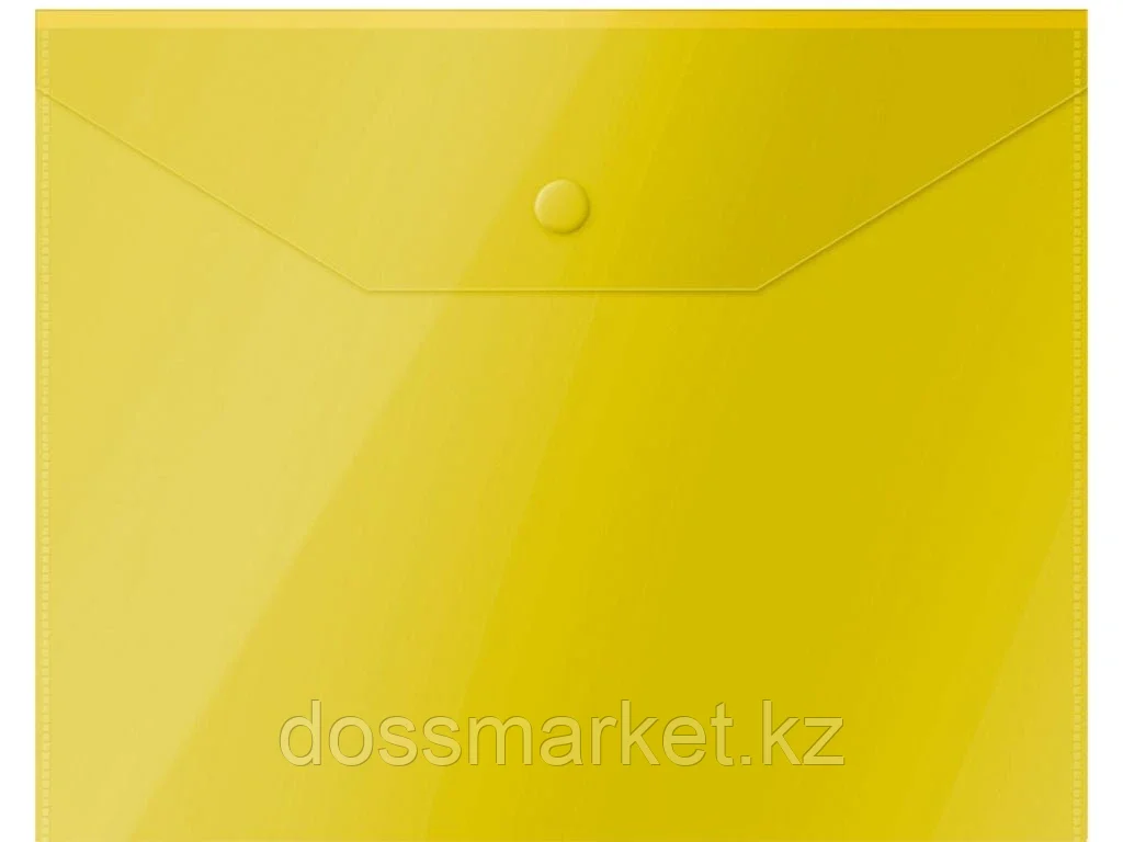 Папка-конверт на кнопке OfficeSpace, А5, 150 мкм, полупрозрачная, желтая