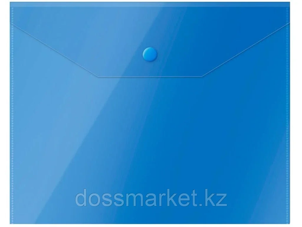 Папка-конверт на кнопке OfficeSpace, А5, 150 мкм, полупрозрачная синяя