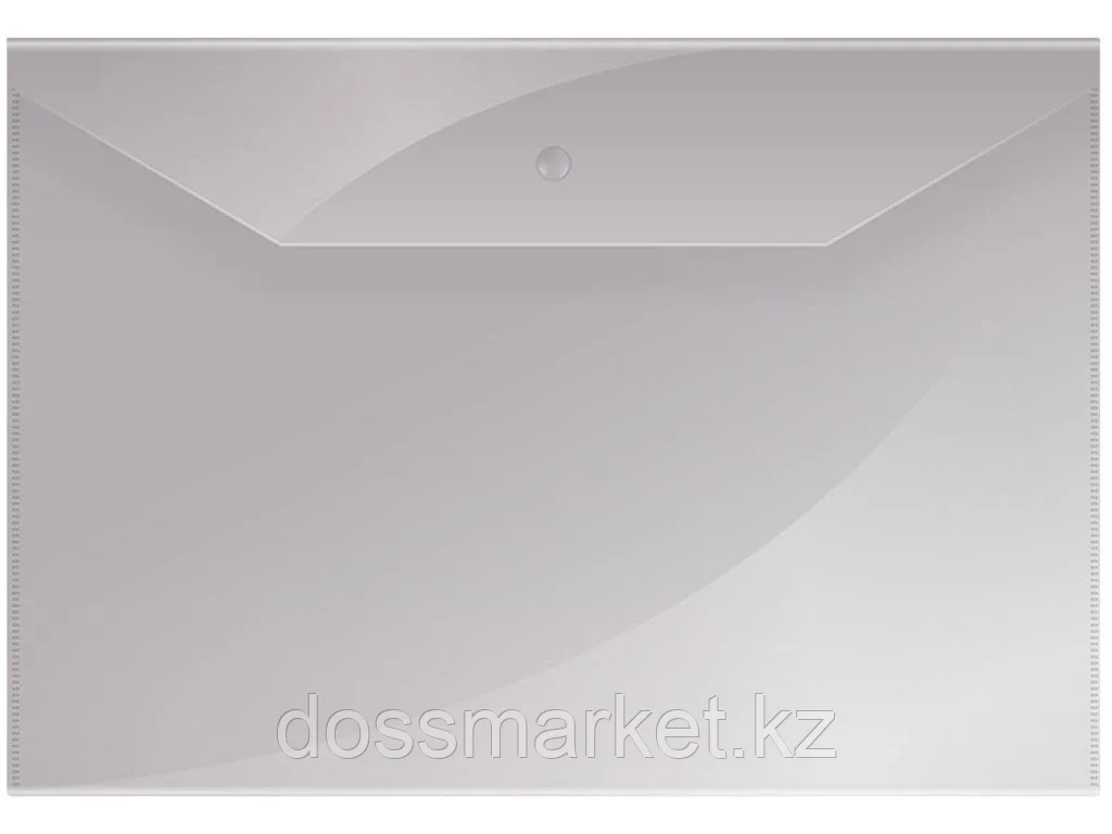 Папка-конверт на кнопке OfficeSpace, А4, 150 мкм, прозрачная