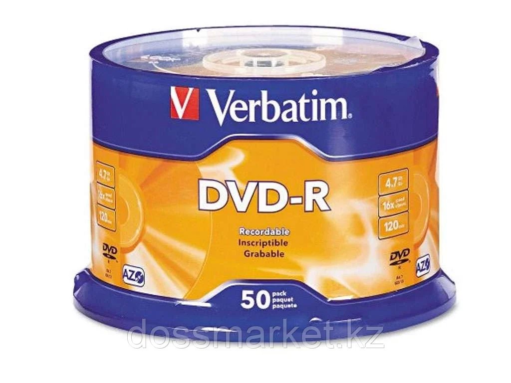 Диск DVD-R Verbatim 16X 4.7 GB (50 штук в упаковке) - фото 1 - id-p101460975