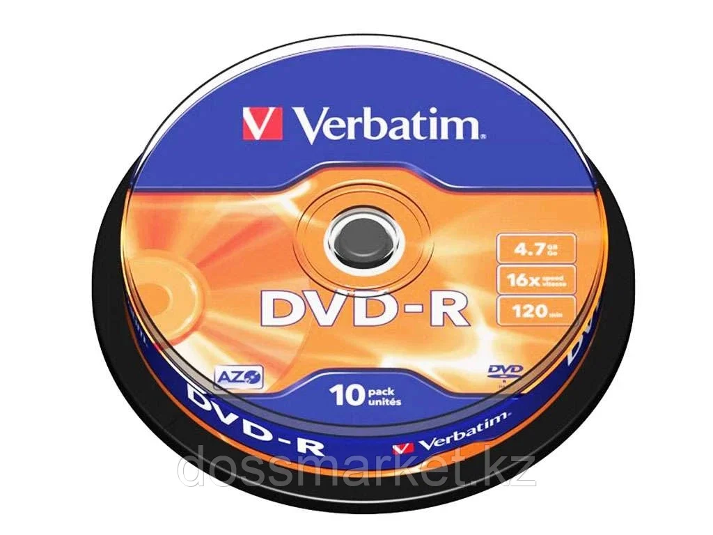 Диск DVD-R Verbatim 16X 4.7 GB (10 штук в упаковке) - фото 1 - id-p101460976