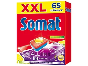 Средство для посудомоечных машин Somat, таблетки, лимон-лайм 65 шт/уп.