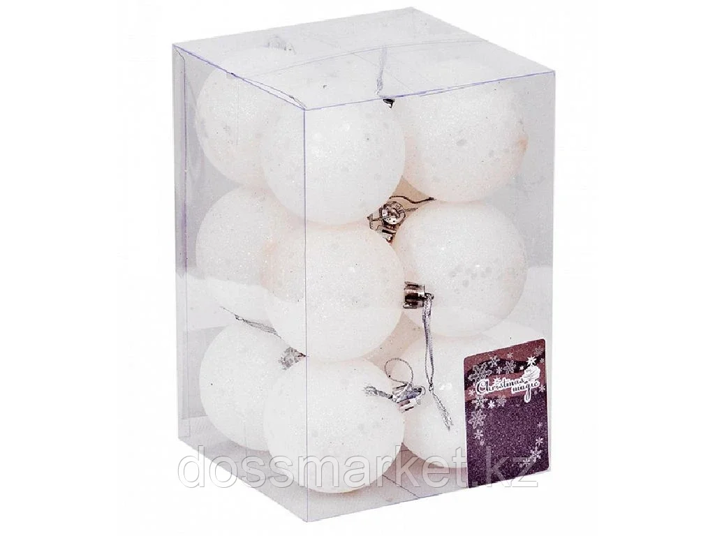 Набор шаров 6 см, 12 шт, белый - фото 1 - id-p101460116