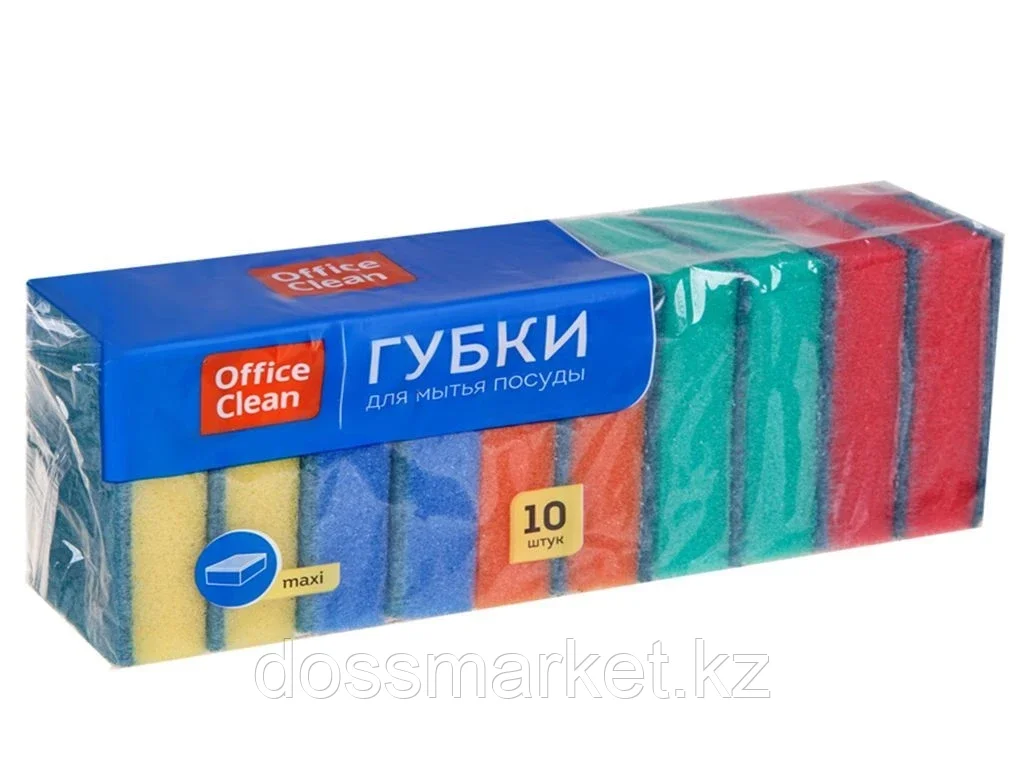 Губка для мытья посуды OfficeClean "Maxi", 10 штук - фото 1 - id-p101461019