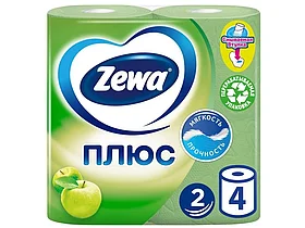 Бумага туалетная Zewa Plus "Яблоко" 2-х слойная, 4 рулона в упаковке