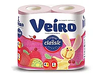 Бумага туалетная Veiro "Classic", 2-х слойная, 4 рулона в упаковке, розовая