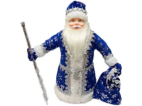 Кукла декоративная "Дед Мороз под елку", 40 см, синий костюм, подарочная упаковка