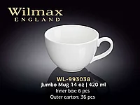 Кружка "Wilmax" Jumbo Mug, 420 мл., фарфор, белая