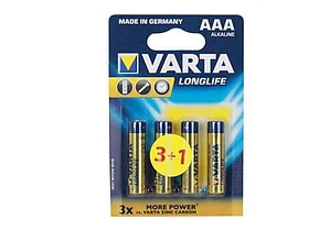 Батарейки VARTA "Longlife"  ААА (мизинчиковые) 4 шт/упак