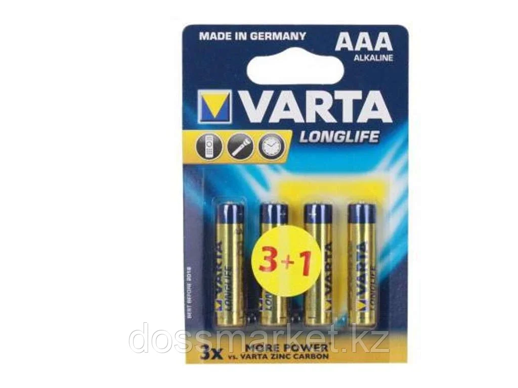 Батарейки VARTA "Longlife" ААА (мизинчиковые) 4 шт/упак - фото 1 - id-p101461362