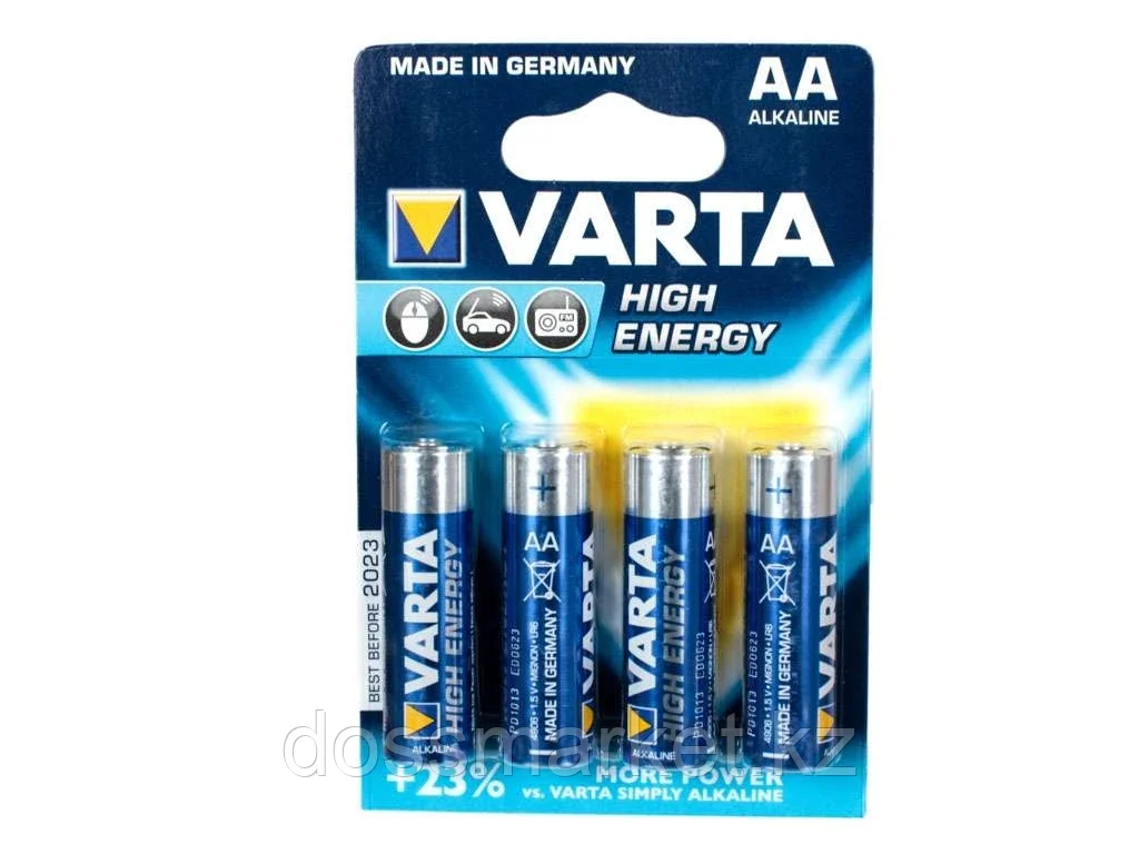 Батарейки VARTA "High Energy" АА (пальчиковые) 4 шт/упак - фото 1 - id-p101461369