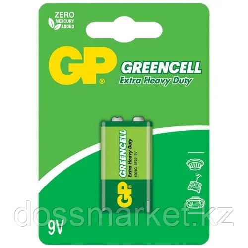 Батарейки GP "Greencell" 1604G, крона, 1шт/уп - фото 1 - id-p101461389