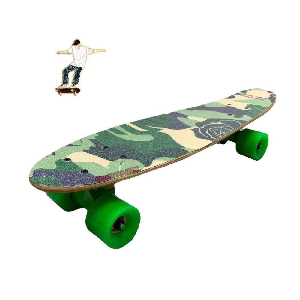 Скейтборд 22 дюйма (хаки) + значок скейтера