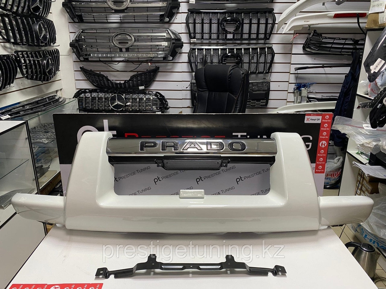 Защита переднего бампера (губа) на Land Cruiser Prado 120 2003-09 Белый, фото 1