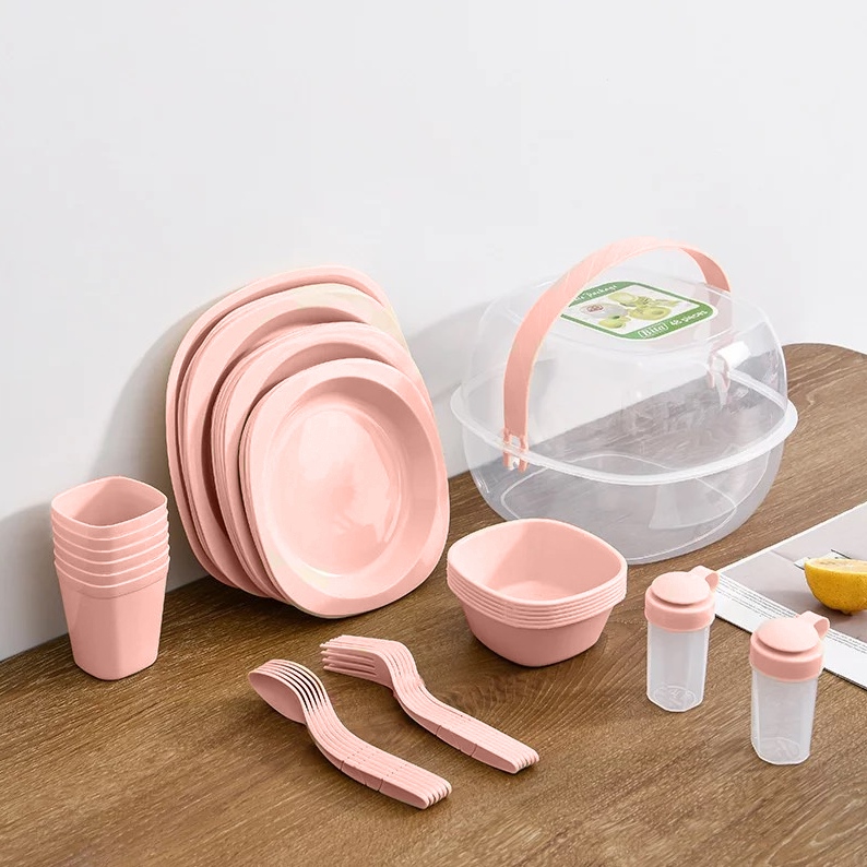 Набор пластиковой посуды для пикника 48 предметов - фото 2 - id-p101489971