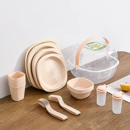 Набор пластиковой посуды для пикника 48 предметов, фото 2