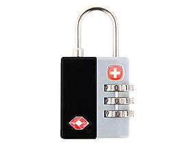 Замок кодовый TSA SWISSGEAR, цинковый сплав и AБС-пластик, 3 x 1,3 x 6,5 см, черный