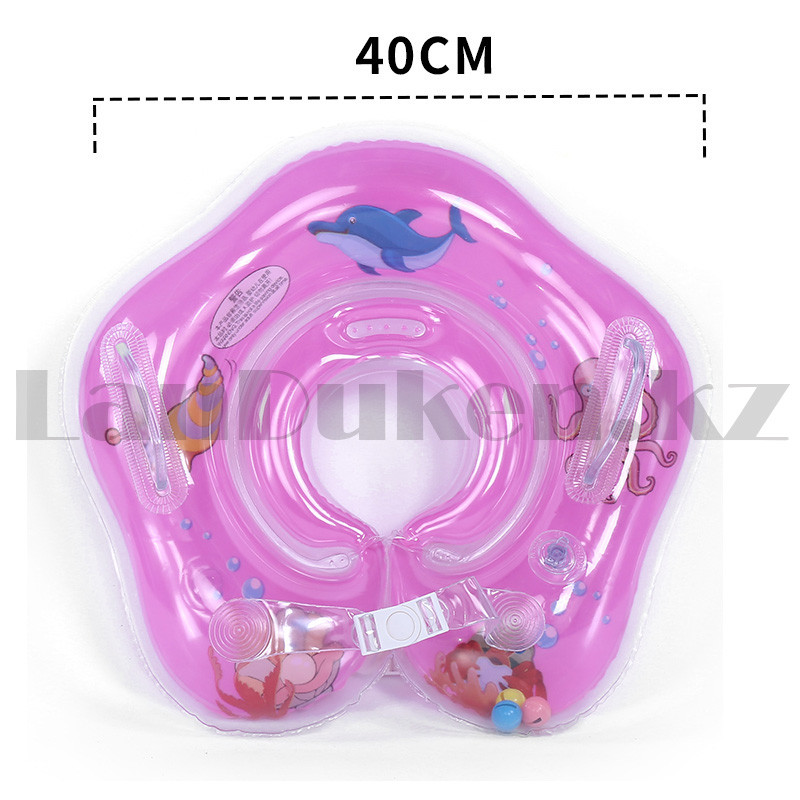 Детский круг цветок с погремушкой для купания на шею 40 см розовый - фото 2 - id-p46149578
