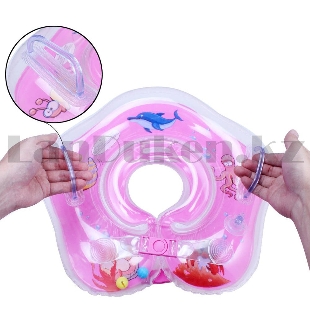 Детский круг цветок с погремушкой для купания на шею 40 см розовый - фото 3 - id-p46149578