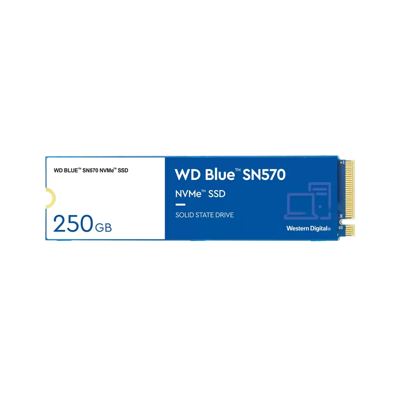 Western Digital WDS250G3B0C Твердотельный накопитель 250GB SSD BLUE SN570 M,2 2280 NVMe R3300Mb/s W1200M/s - фото 1 - id-p101513106