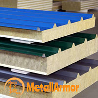 Металлическая сэндвич-панель фасадная с открытым креплением ТСП-S 80х1200х2000 мм ГОСТ 32603-2012 с волнистой