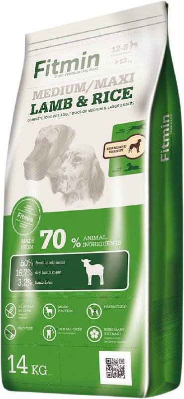 Fitmin Dog Medium Maxi Lamb Rise корм для взрослых собак средних и крупных пород,14 кг