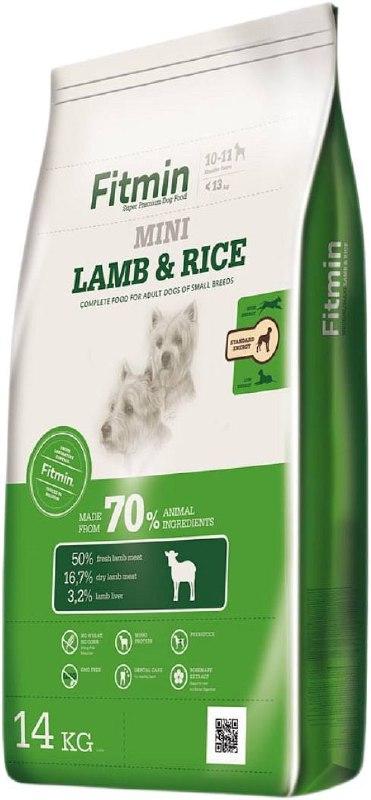 Fitmin mini lamb&rice корм для взрослых собак малых пород, 14 кг