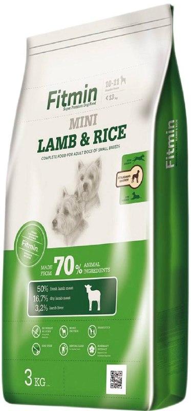 Fitmin mini lamb&rice корм для взрослых собак малых пород, 3 кг