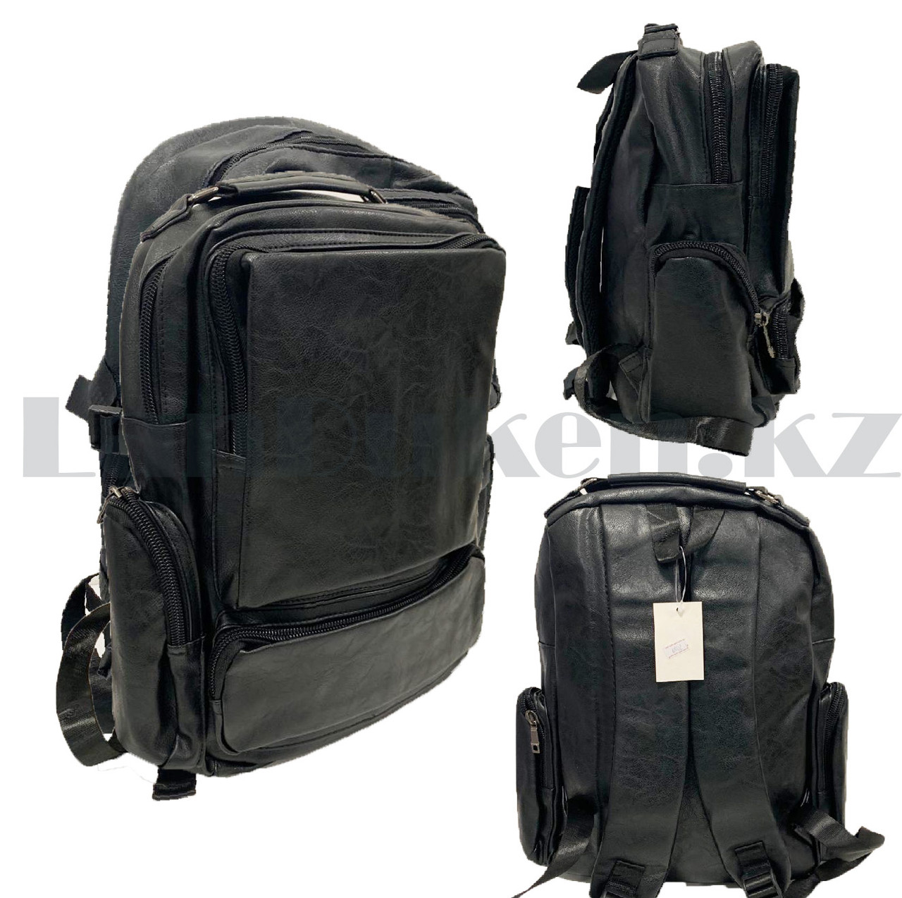 Рюкзак ранец эко-кожа с накладным отделением 6902 черный
