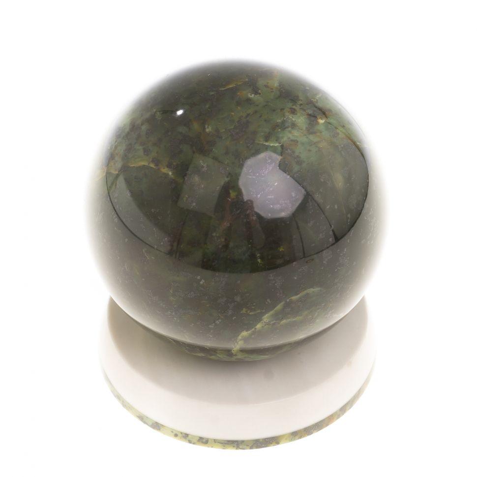 Шар Антистресс из нефрита 11 см на подставке / нефритовый шар / шар для медитаций / каменный шар / сувенир из - фото 2 - id-p101561844